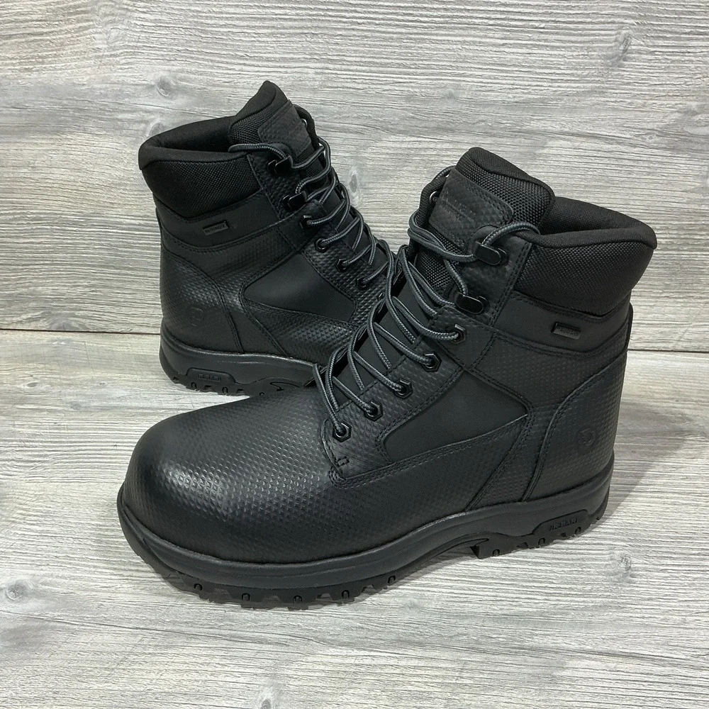 Dunham 8000Works Black Waterproof Work Boots Men's 10 6E Wide Oil Resistant NEW